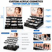 Présentoir de comptoir à maquillage en acrylique personnalisé à plusieurs niveaux pour testeurs de cosmétiques avec logo OEM ODM