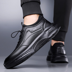 Chaussures de randonnée en cuir pour hommes Shade, bout rond, doublure polaire, semelle extérieure en caoutchouc, semelle intermédiaire en EVA, isolantes, chaudes, décontractées, pour l'automne et l'hiver, pour l'extérieur - Product Image 3