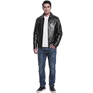 Men's Custom Made Genuine Lambskin <b>Leather</b> Jackets Classic Biker Style Fashion <b>Leather</b> Jacket For Men - Product Image 1