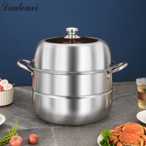 Juego de utensilios de cocina más vendidos, ollas de cocina multicapa, cocina de vapor de acero inoxidable de gran capacidad de <span class=keywords><strong>3</strong></span> capas - Product Image 3