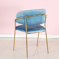Chaise de luxe en velours français, tissu rose moderne, bleu, vert, gris, or