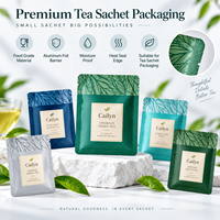 Sachets d'emballage pour sachets de thé imprimés sur mesure, sachets en aluminium de qualité alimentaire à trois soudures latérales pour sachets de thé individuels
