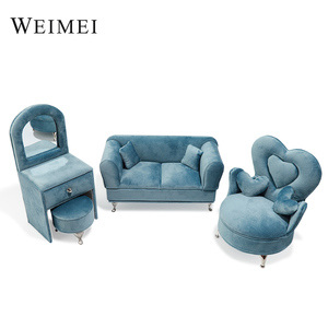 WEIMEI nuevo diseño Terciopelo Azul sofá Forma conjunto joyería caja de almacenamiento collar exhibición anillo embalaje - Product Image 2