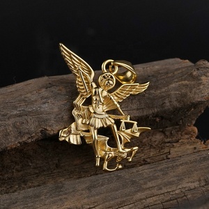 Pendentif en acier inoxydable Saint-Michel Archange, charme de protection bouclier saint, pendentif orthodoxe russe - Product Image 3