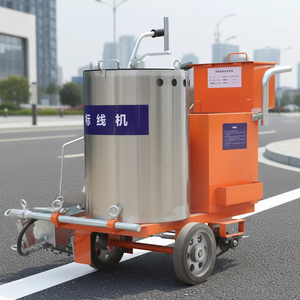 Machine de marquage routier thermoplastique à poussée manuelle, alimentée à l'essence, avec épandeur de microbilles de verre – Prix usine - Product Image 1