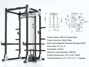 EM982B Home <strong>Gym</strong> Multi-Function Power Rack Smith <strong>Machine</strong> for Bodybuilding Durable Metal Material - Product Image 2
