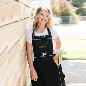 Duolai Bán Buôn Giá Rẻ Thiết Kế Ưa Thích Biểu Tượng Tùy Chỉnh Phụ Nữ Đen Ruffle Tạp dề Cho Nhà Bếp - Product Image 4