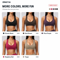 Soutien-gorge de sport sans couture Dingtai à col en V et dos nageur, séchage rapide, coupe ajustée, pour le yoga et le Pilates, pour femme, personnalisable OEM