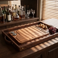 Plateau de service en bois gravé classique, écologique et portable, vente directe d'usine, idéal pour la cuisine et le rangement des aliments