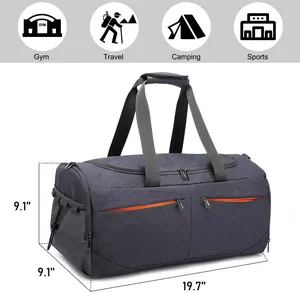 Bolsa de viagem grande fitness resistente, bolsa de ginástica esportiva com bolso molhado, bolsa de bagagem para viagem com compartimento para sapatos