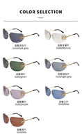 Lunettes de soleil carrées sans monture pour fêtes, branches métalliques florales ajourées, protection UV400, style de luxe, rétro, de créateur, Pro Top