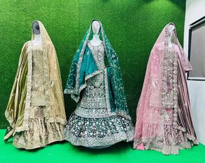 Magnifique Robe de Mariée de Luxe en Velours Brodé, Longueur Ras du Sol, 10 Modèles de Lehenga Choli Farsi pour Adultes - Product Image 1