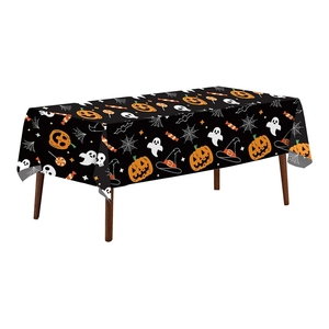 Nappe rectangulaire en plastique effet toile d'araignée 54" x 108" Grande taille pour Halloween, décoration de table pour la maison et les fêtes - Product Image 1