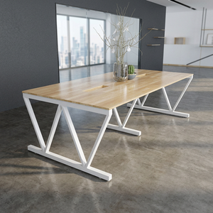 VConcept HBVC010 240x120x75cm Conference <b>Table</b> Minimalist Design Steel Legs Wood/MDF Material <b>Office</b> School Hotel Use 8-Seater - Product Image 3