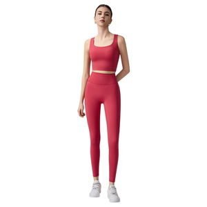 Conjunto de yoga para mujer, cintura alta, sujetador deportivo sin costuras, leggings ajustados para yoga, pilates, fitness, baile - Product Image 5