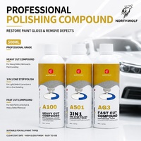 Kit de polissage automobile en plastique North Wolf A100 A501 AG3, composé de produits à coupe rapide et intensive 3-en-1, polissage en une étape pour le detailing automobile et la peinture.