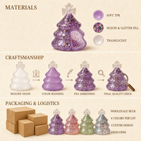 Adorable jouet anti-stress en forme de sapin de Noël en TPR transparent avec paillettes et sequins, pour adultes et adolescents, cadeau de bureau pour les fêtes