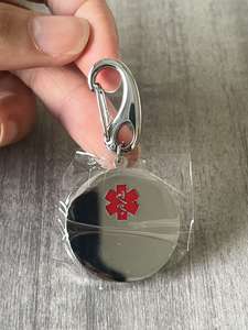 Özelleştirilmiş paslanmaz çelik yüksek cilalı köpek etiketi kolye çelik anahtarlık yuvarlak emaye tıbbi Logo kolye tıbbi uyarı - Product Image 6