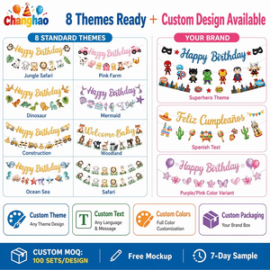 Set di striscioni personalizzati a tema per feste: sirena, dinosauro, farfalla, animali della giungla, ghirlanda di bandierine, striscione di buon compleanno con personaggi - Product Image 3