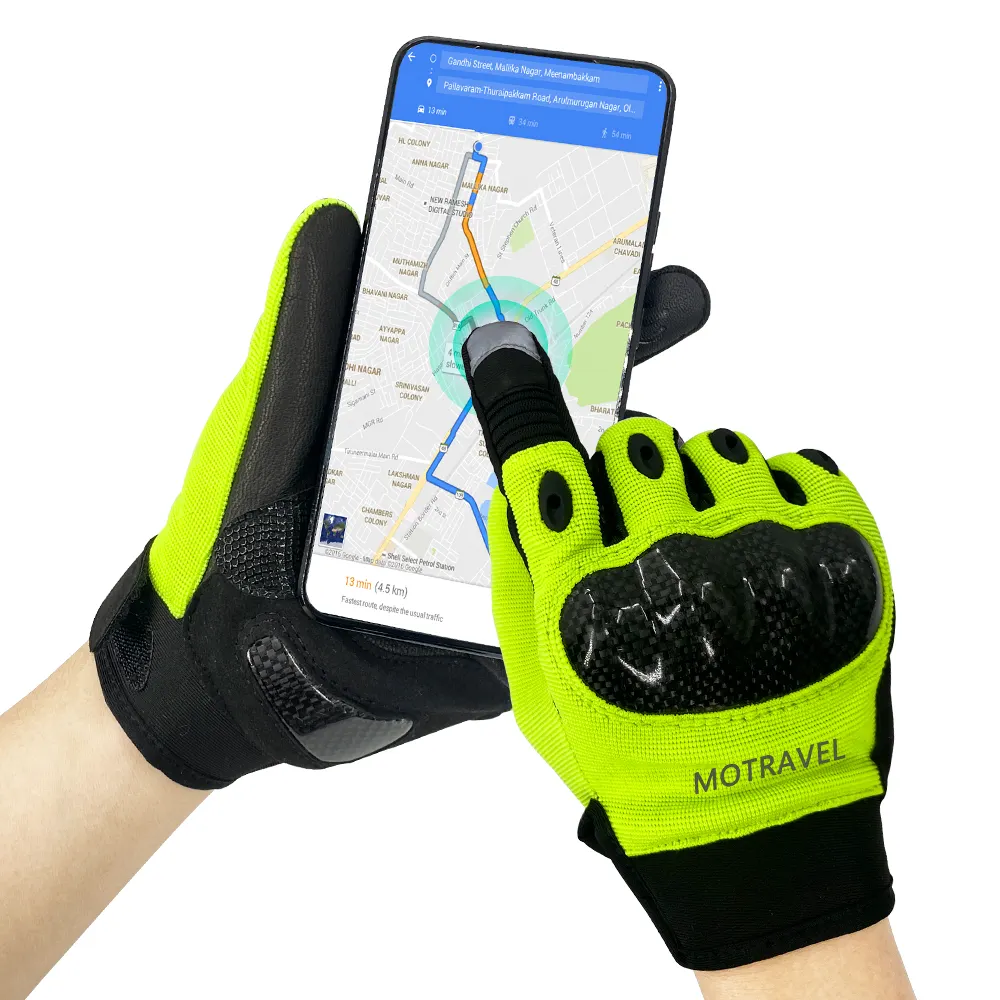 Customizable Fabric Touch Screen Breathable Full Finger Moto Bike Gloves Motorcycle Motocross