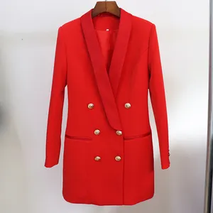 Áo Khoác Blazer Nữ Chất Lượng Hàng Đầu Năm 2022, Áo Khoác Nữ Có Khuy Hình Sư Tử, Cổ Áo Choàng Vải Satin HAI Hàng Khuy, Dài Brazer