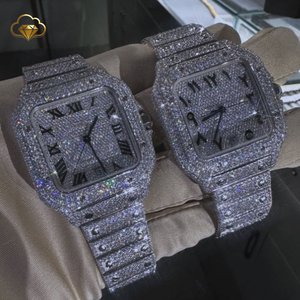 Reloj Hip-Hop de Acero Inoxidable con Movimiento Mecánico, Resistente al Agua, Moderno, con Diamantes Moissanite - Product Image 3