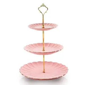 3 Tier Gốm Bánh Đứng Đám Cưới, Tráng Miệng Cupcake Đứng Cho Tea Party Phục Vụ Platter