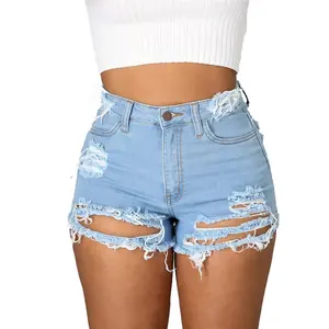 Bán Buôn Mùa Hè Mới Hợp Thời Trang Thời Trang Ngắn Màu Rắn Net Red Ripped Quần Short Denim Phụ Nữ Tassel Shorts