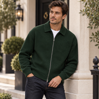Cardigan en maille à col polo zippé pour homme, pull décontracté à manches longues, veste en tricot, logo personnalisé, OEM ODM, vente en gros d'usine