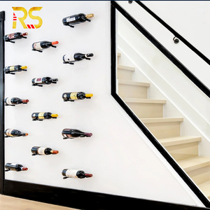 Estante de vino de piso a techo de Foshan, estante de vino flotante moderno para el hogar, estante de almacenamiento de vino de barra de <span class=keywords><strong>metal</strong></span> - Product Image 4