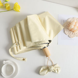 Parapluie pliant rétro français, adapté aux jours ensoleillés et pluvieux, protection solaire, protection UV, minimaliste et sobre - Product Image 3