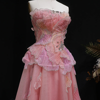 Robe de soirée rose Lsz749, coupe trapèze, fleurs 3D, perles de cristal, sans bretelles, drapée, robes de soirée formelles pour femmes, Jancember