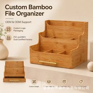 Wooden <b>Storage</b> Rack 3 Tier Compartmentalized Organizer Desktop <b>Drawer</b> <b>Box</b> For Office Desk Organization - Product Image 3