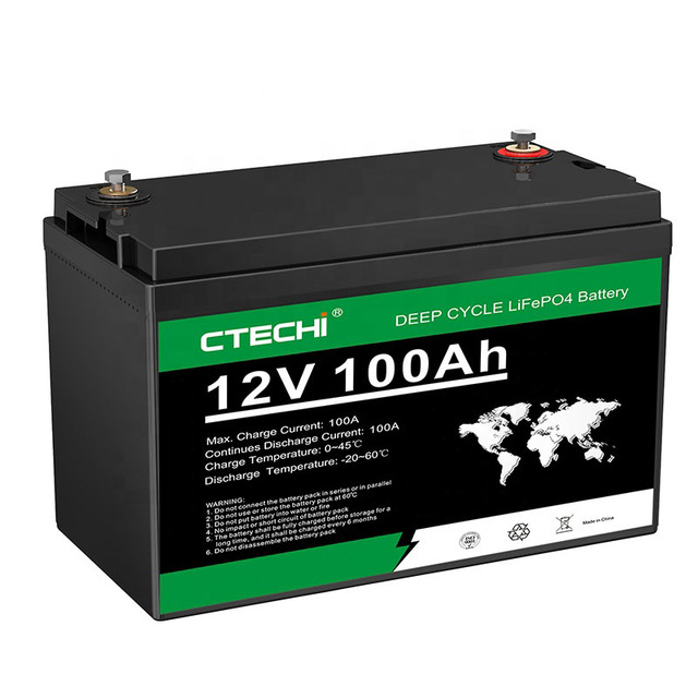 Deep Cycle Lifepo4 Battery Pack Lithium Battery 12V 100Ah Lead Acid Battery Replacement for Golf Cart RV EV Scooter