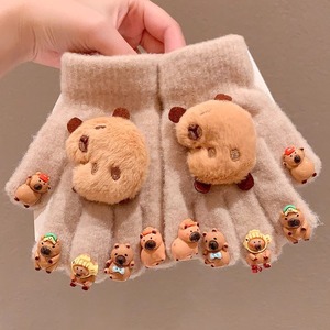 Kapibala Gants pour enfants à cinq doigts doublés de polaire pour l'hiver, taille unique, unisexe - Product Image 2