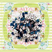 Mahjong américain marbré bleu marine, 166 tuiles en acrylique avec tapis de mahjong imprimé motif singe à rayures vertes, pour fête de jardin