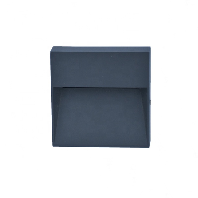 Square Shape 8W LED Wall Light Outdoor IP65 Waterproof Surface Mounted Black Aluminum Housing Modern Garden Wall Lamp