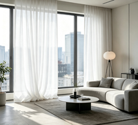 Voilages en Faux Lin, Rideaux Semi-Occultants pour Chambre, Balcon, Salon, Style Bois Japonais