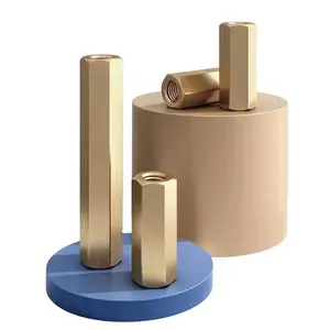 High Quality Brass Spacer Hex Long Connecting Hexagon Copper Coupling Nuts Brass Hex Threaded Stud Connector