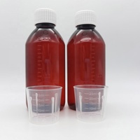 Flacon de sirop contre la toux en forme de cylindre, très vendu, 200 ml, contenant de médicaments liquides en PET avec bouchon à vis anti-effraction et bouchon doseur