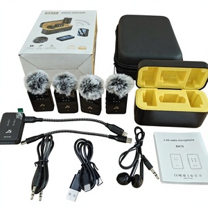 Micrófonos Inalámbricos Omnidireccionales Profesionales de Estudio con 4 Micrófonos SX12, Micrófono de Solapa para iPhone y Android, Transmisión en Vivo - Product Image 1