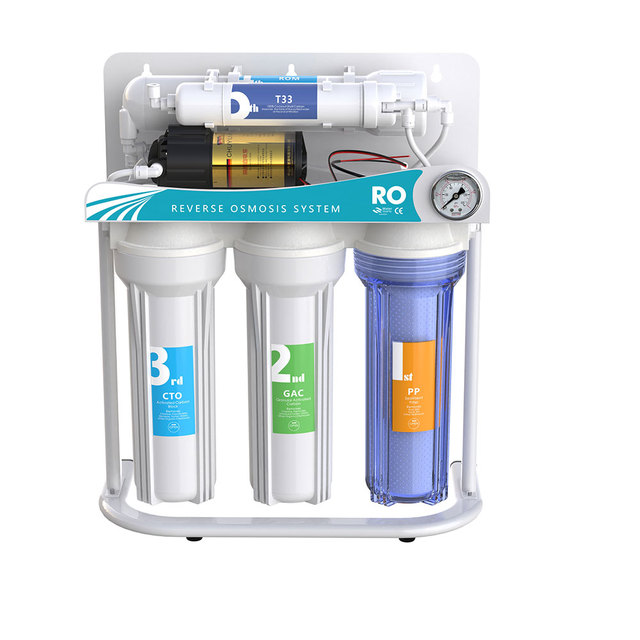 Portable 5-Stage Alkaline Cabinet Water Purifier Reverse Osmosis UF Membrane With Pressure Gauge System for Home Drinking Use