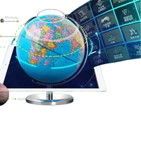 Globe terrestre AR lumineux, globe terrestre coloré avec base en métal, globe lumineux à LED pour l'enseignement de la géographie aux étudiants