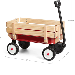 Uzun saplı kırmızı çelik araçları arabalar çocuklar için kullanılan ahşap vagon itme sepeti - Product Image 1