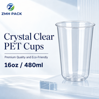 Gobelets PET personnalisés OEM ODM avec logo, couvercles transparents jetables, diamètre 89 mm, impression par transfert thermique pour bubble tea, milk tea, jus, 500 unités