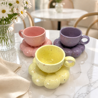 Ensemble tasse à café et soucoupe en céramique en forme de tournesol 200 ml, coffret cadeau pour le thé de l'après-midi, vaisselle en porcelaine pour cadeau, vente en gros