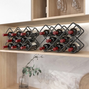Estante de hierro forjado para exhibición de botellas de vino tinto, soporte de vidrio de lujo, individual, colgante de pared de encimera de metal, apilable - Product Image 5
