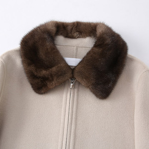 <span class=keywords><strong>Cappotto</strong></span> Invernale Caldo in Lana e Cashmere con Zip, Lunghezza Media, Maniche Lunghe, Personalizzabile, in Vera Lana con Collo in Pelliccia di <span class=keywords><strong>Visone</strong></span> per Donna - Product Image 4