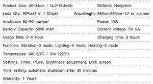 Wireless 660nm 850nm <b>Heat</b> Vibration Shoulder Wrap Brace <b>Pad</b> Red Light Therapy <b>Neck</b>/Shoulder Massager 10W 5000mAh for Pain Relief - Product Image 6
