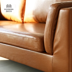 Ghế Sofa Da Trên Khung Kim Loại Đồ Nội Thất Phòng Khách Văn Phòng Sang Trọng Hiện Đại 3 Chỗ Ngồi Màu Nâu Đen Trên Chứng Khoán Armonia ModernDeco - Product Image 3